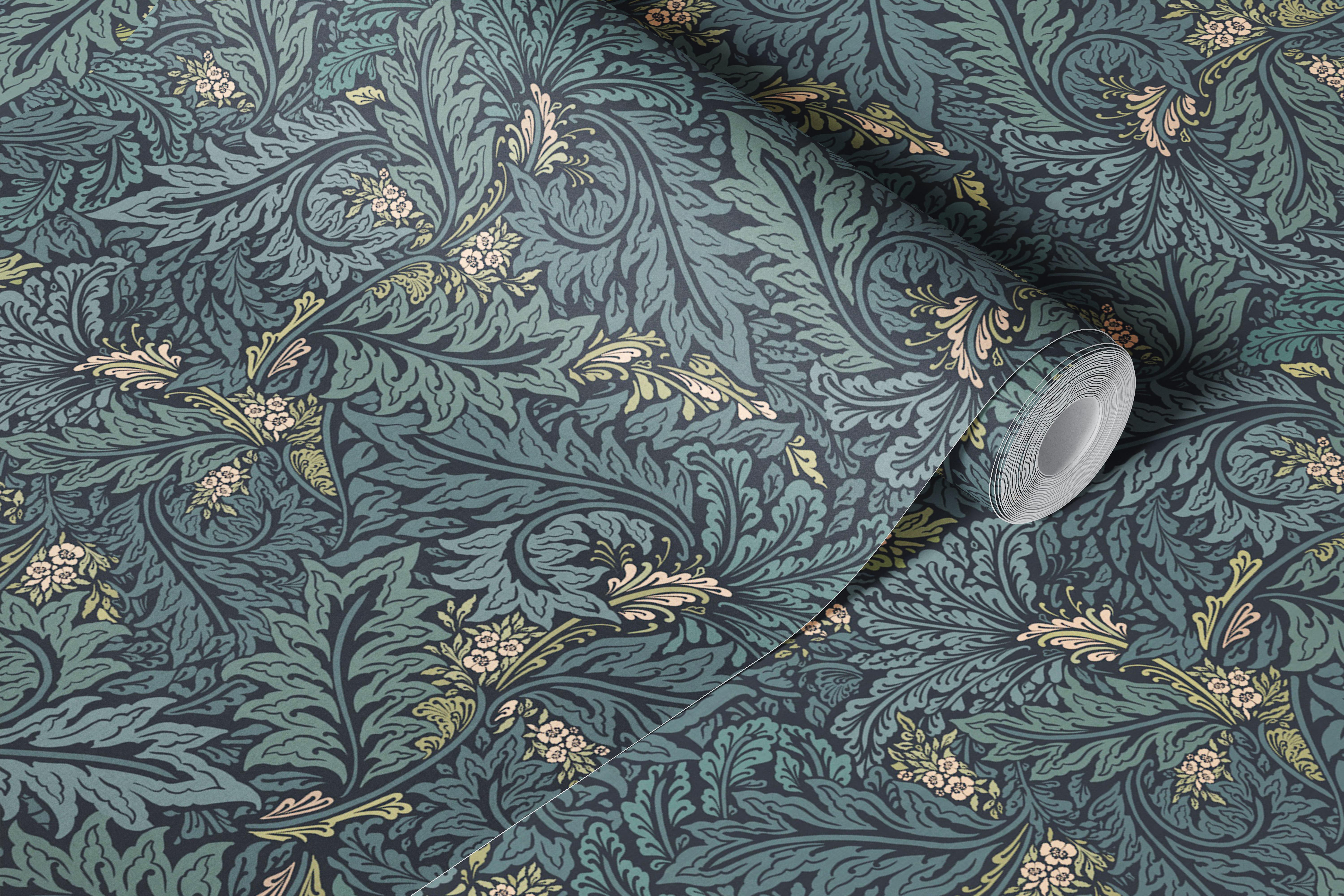 Ava Larkspur Willow Heritage Foliage wallpaper design