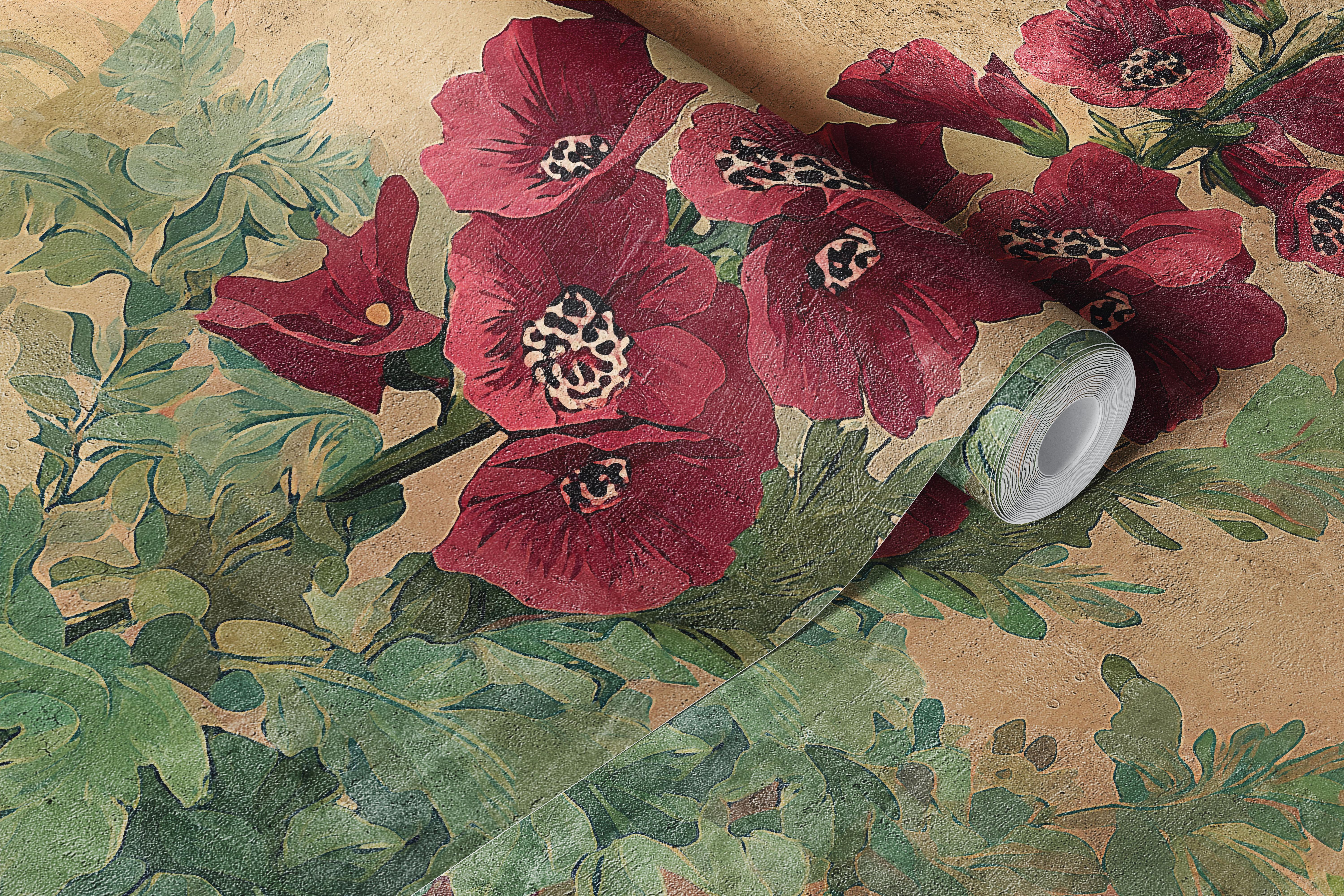 Dreamy Crimson Foxgloves wallpaper in a room