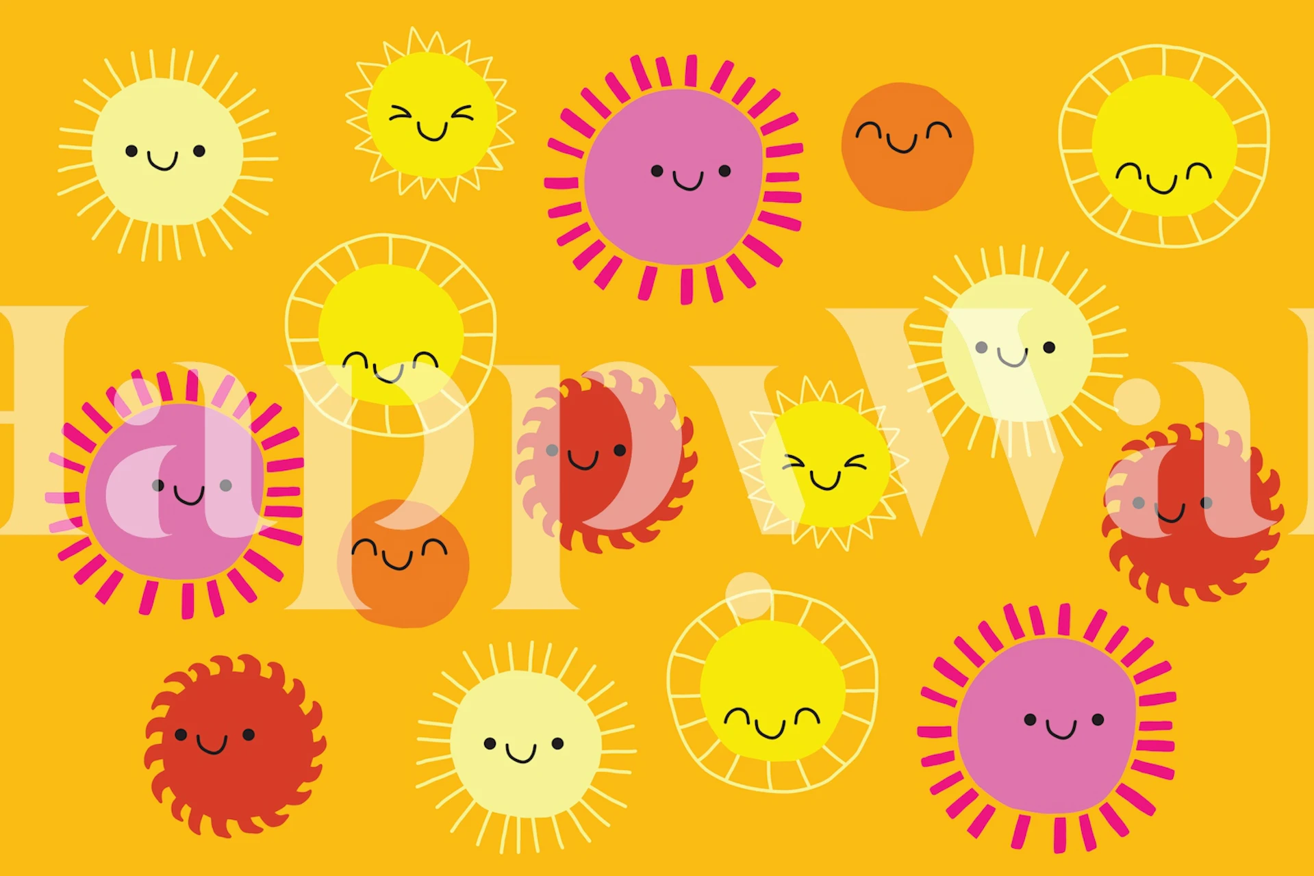 Sunshines wallpaper in a colorful room