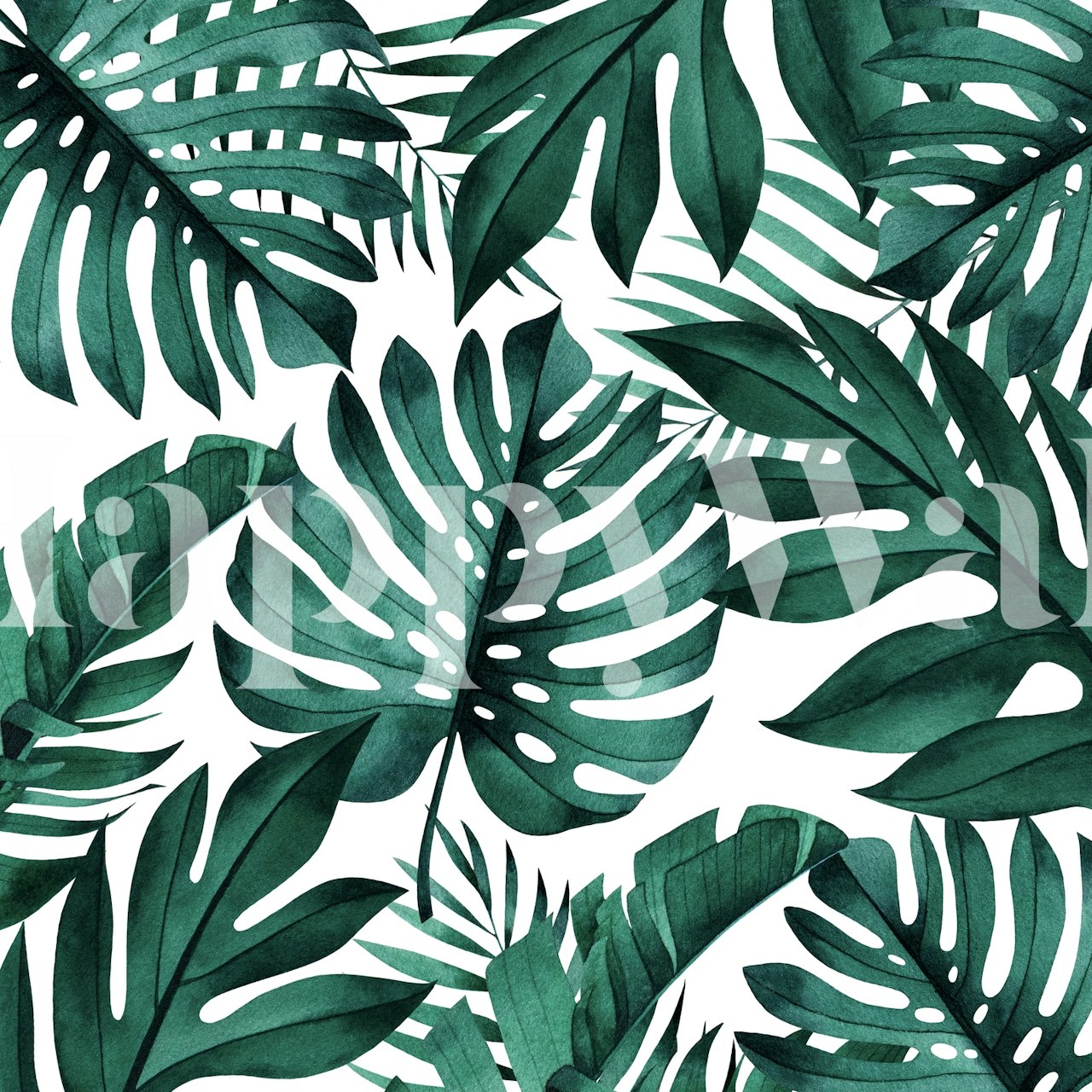 Jungle collective wallpaper with green leaves