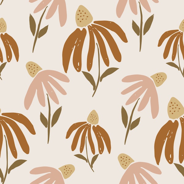 Cute earthy daisies on cream