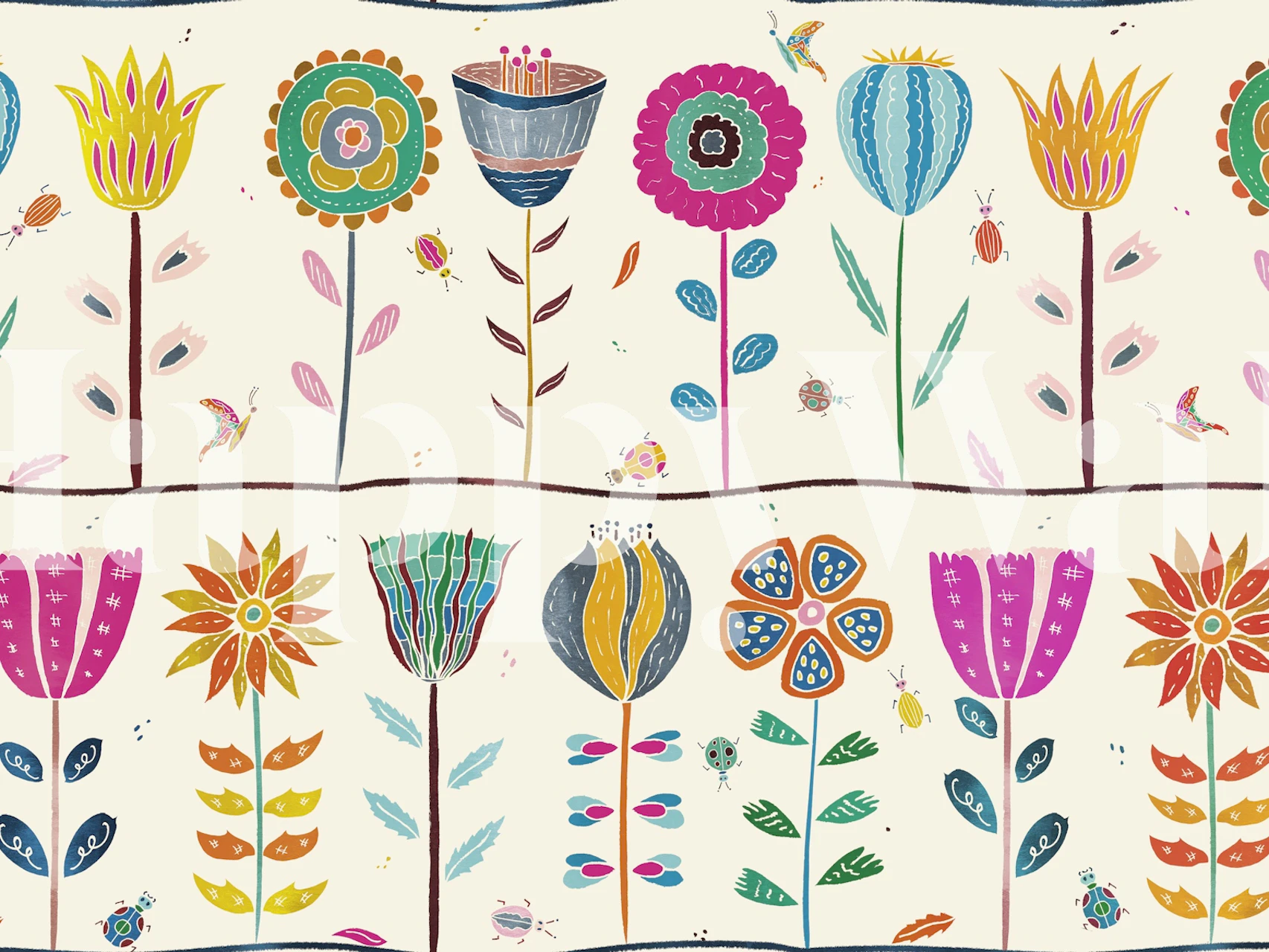 Joyful Folk Garden tapet i ett rum