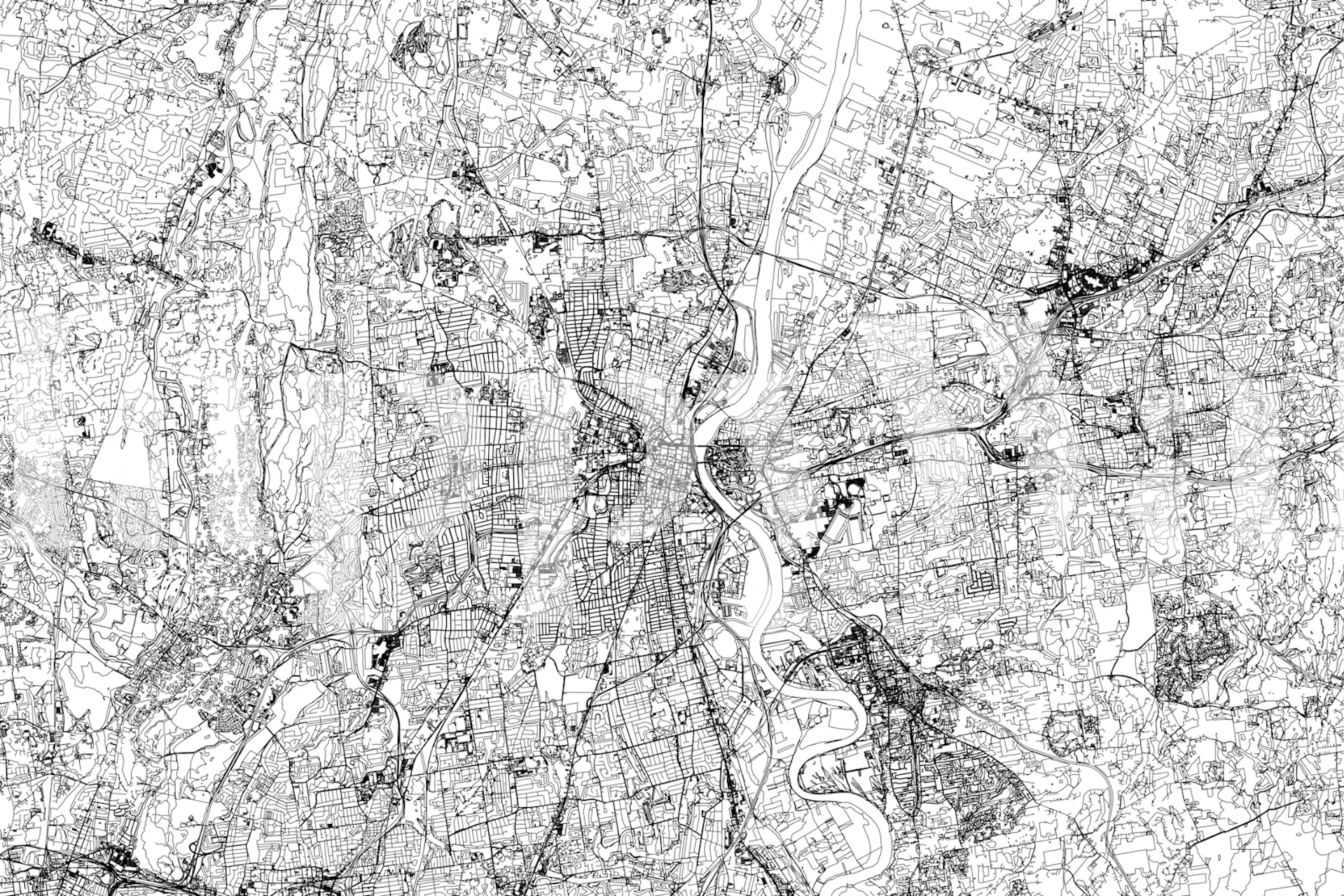 Hartford Map wallpaper displayed in a room