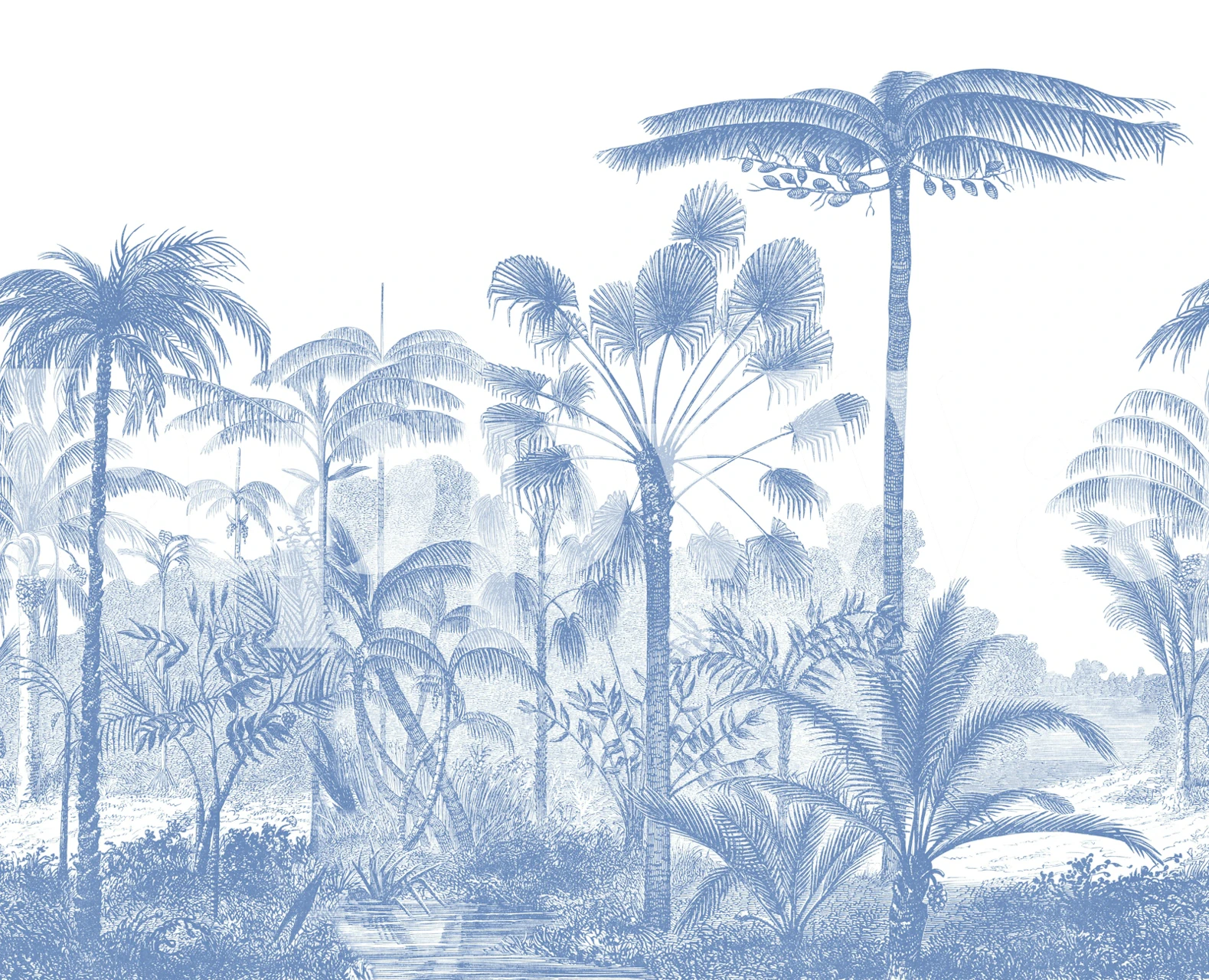 Blue palm tree silhouettes on a white background wallpaper