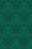 Ornate Lotus Flowers Emerald Green wallpaper
