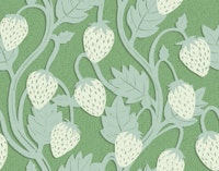 Jade Green Strawberry Vines Sage Green Ogee wallpaper