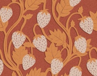 Gold Strawberry Vines Terracotta Leaves Ogee wallpaper