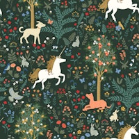 The Unicorns garden - dark green large wallpaper