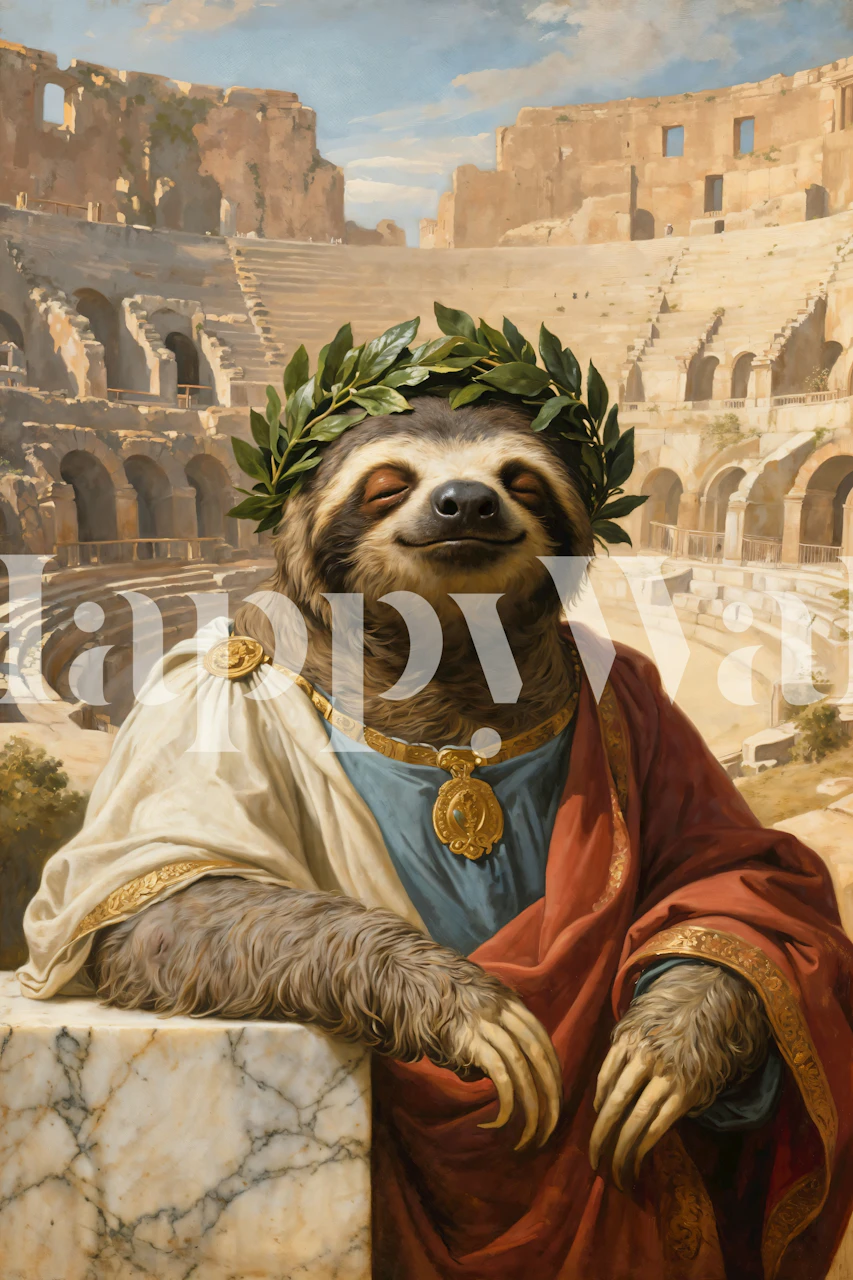 Majestic Sloth Portrait Tapete in einem Raum