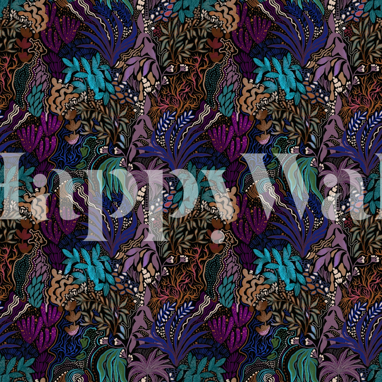 Exotic foliage wallpaper in a stylish room