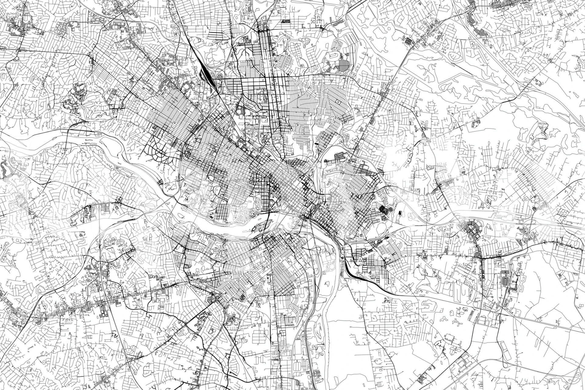 Richmond Map wallpaper in a modern room