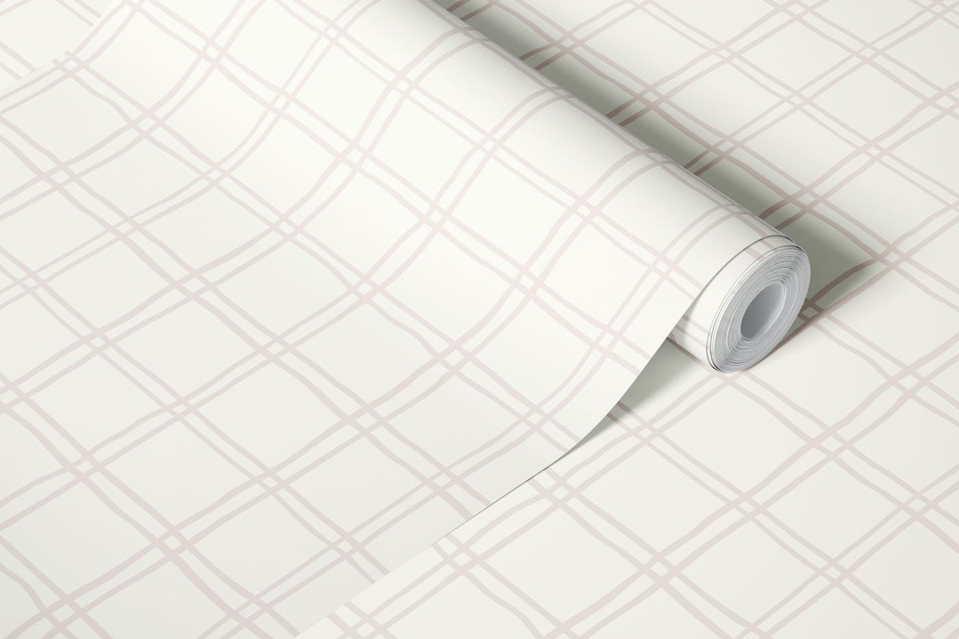 Neutral hand drawn check wallpaper roll