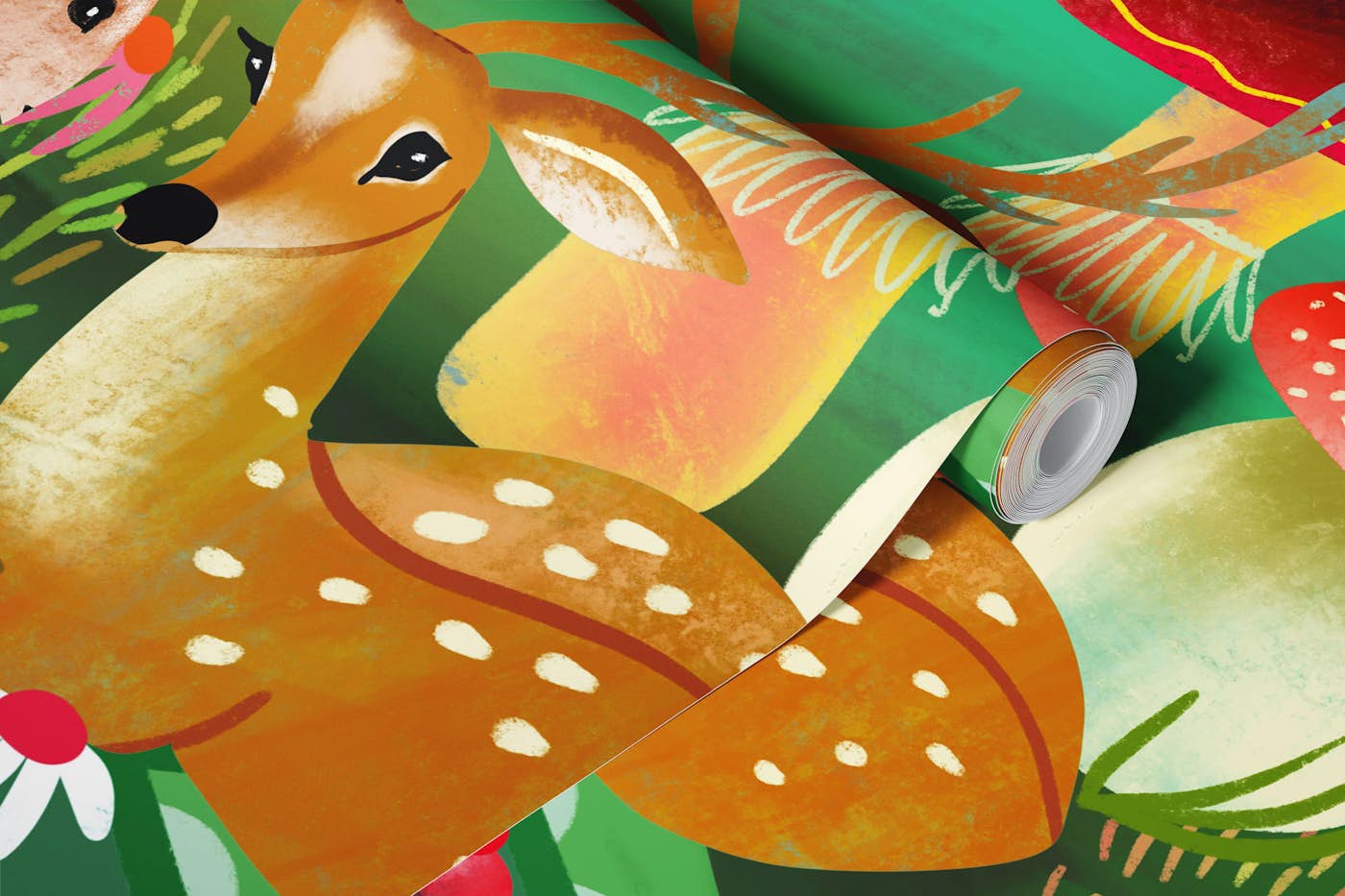 afternoon tea party chat in the forest wallpaper roll