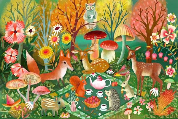 afternoon tea party chat in the forest
