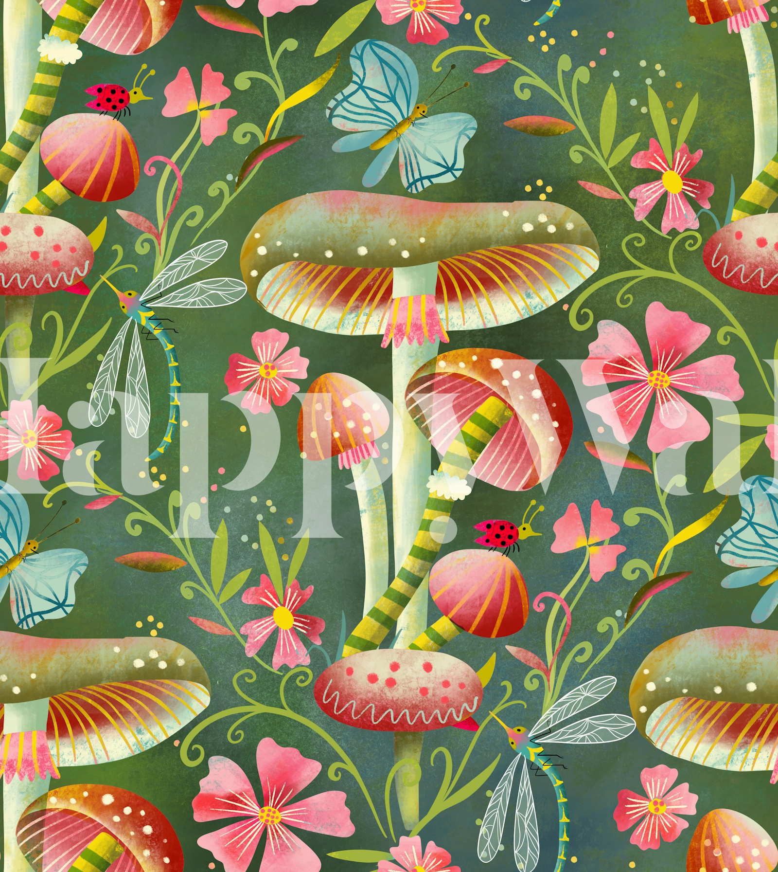 Floral Mushroom Forest Wallpaper - Happywall