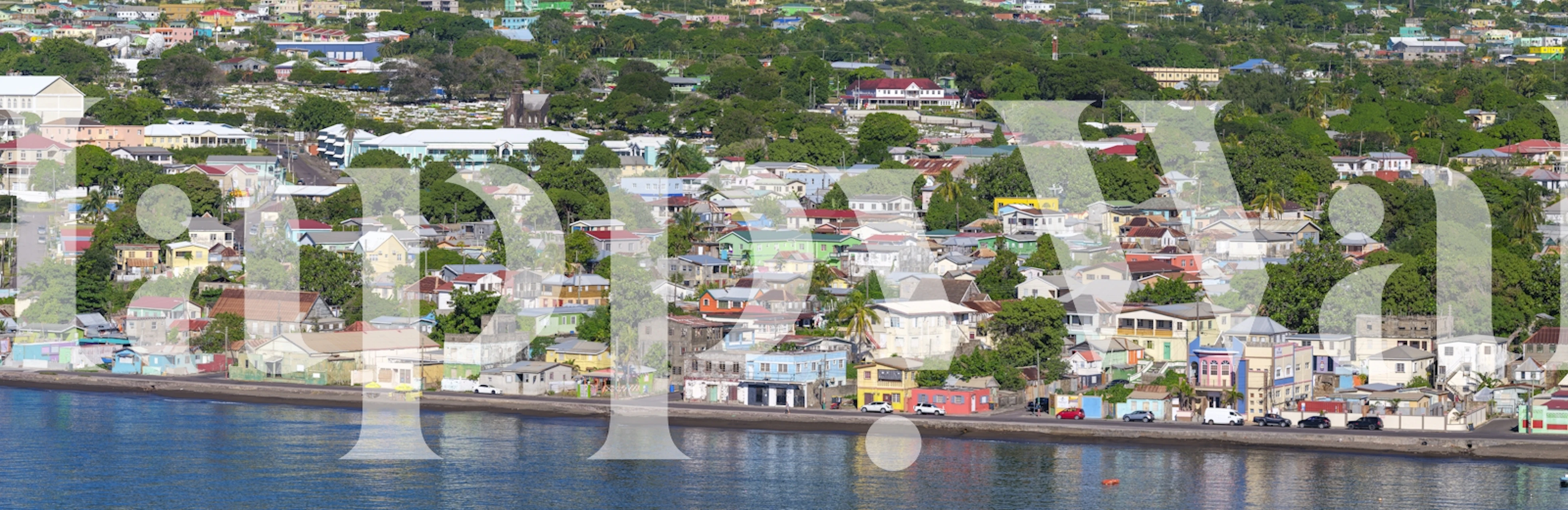 Vibrant harbor view wallpaper in a room