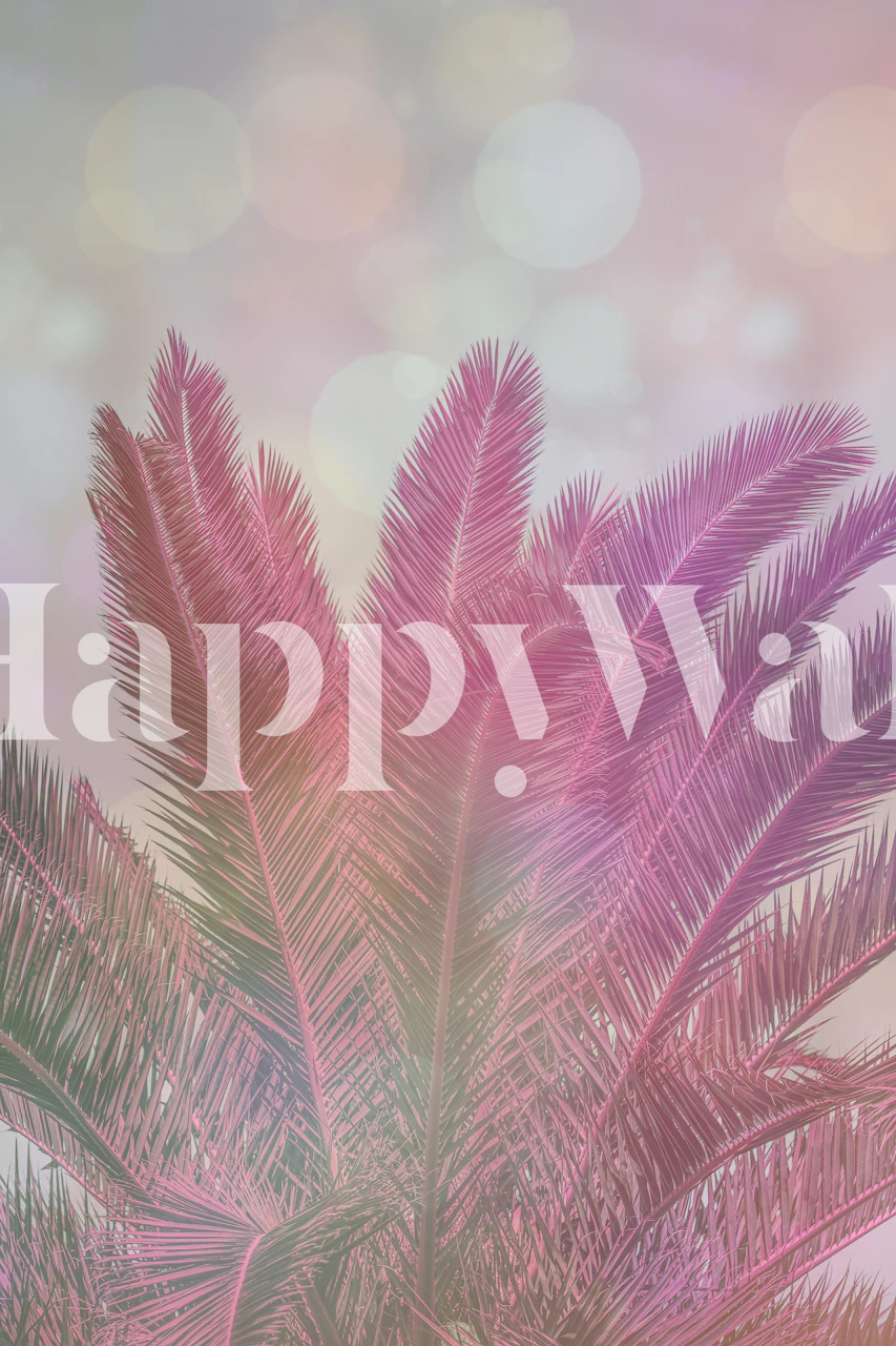 Pink Palm Sunset wallpaper in interior setting
