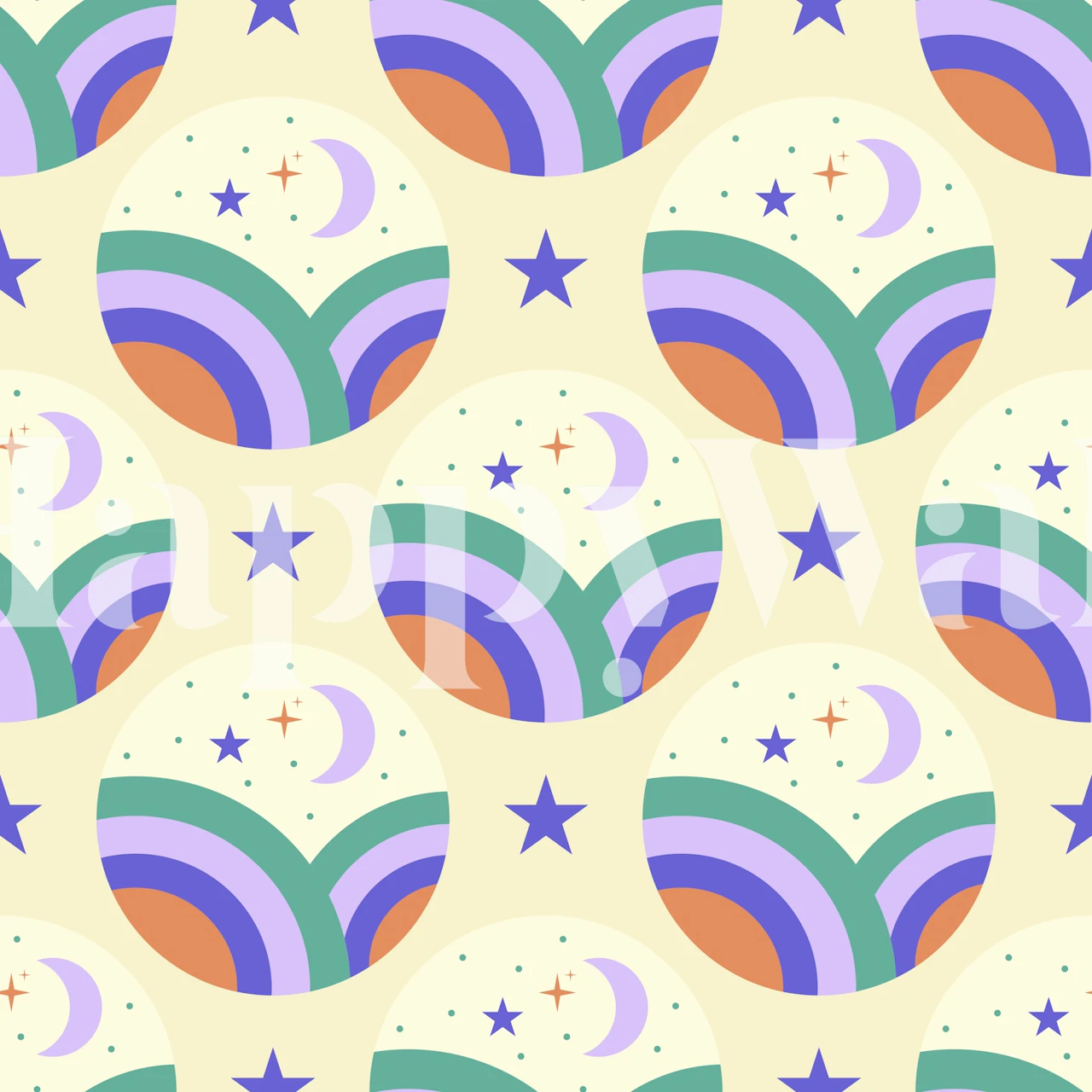 Rainbows Moonlight Mural on a wall