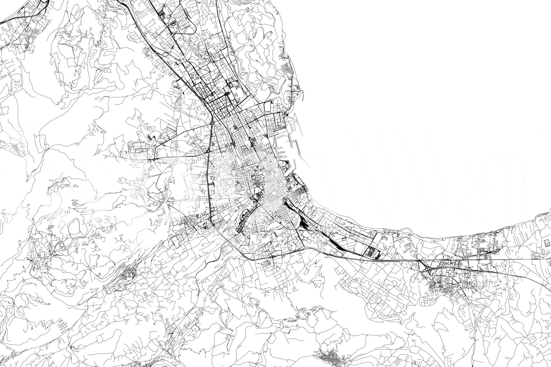 Black and white city map of Palermo wallpaper