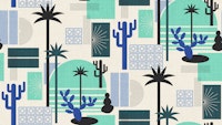 palm springs geometric escape ocean blue wallpaper