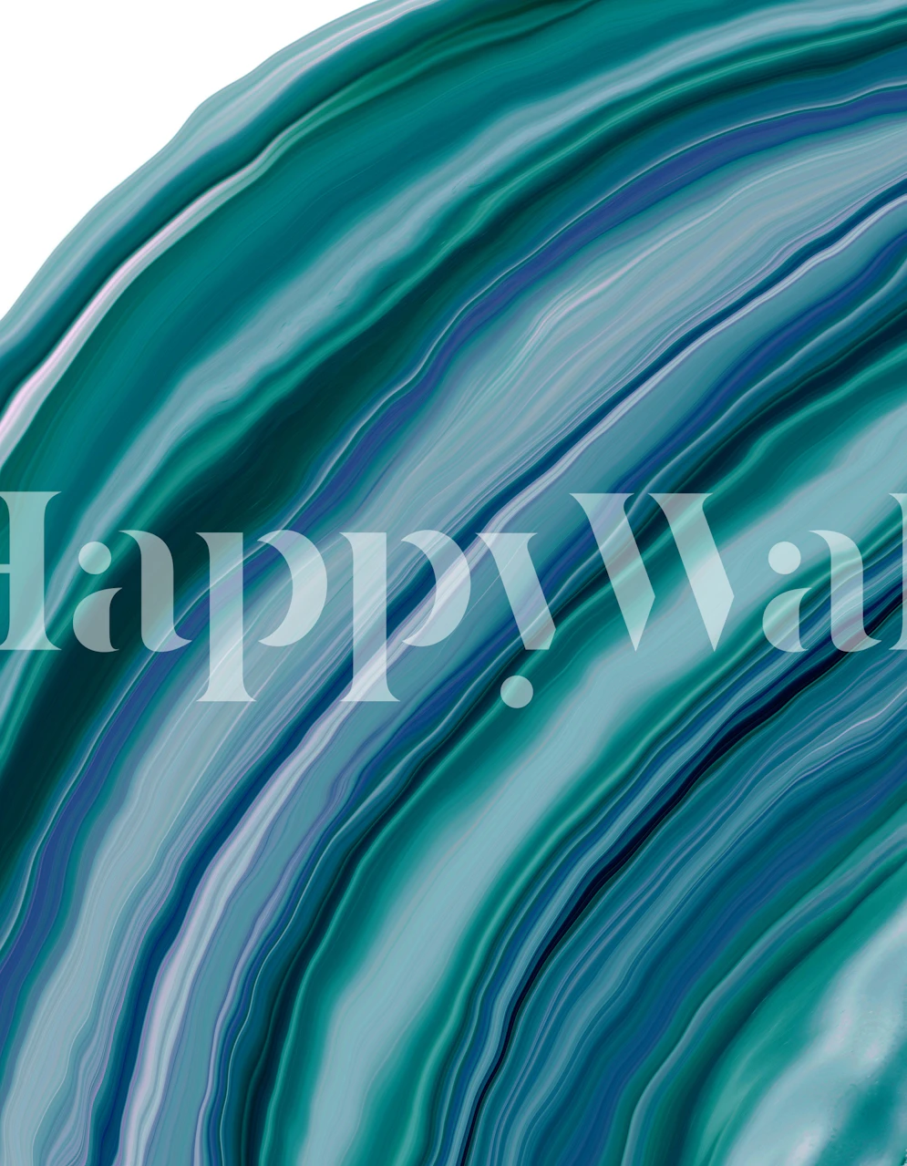 Liquid Teal Blue Green Agate behang in een kamer