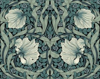 Pimpernel in Teal Twilight - Arts and Crafts wallpaper