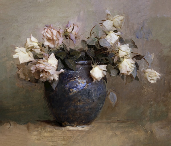Impressionist Roses in a Vase