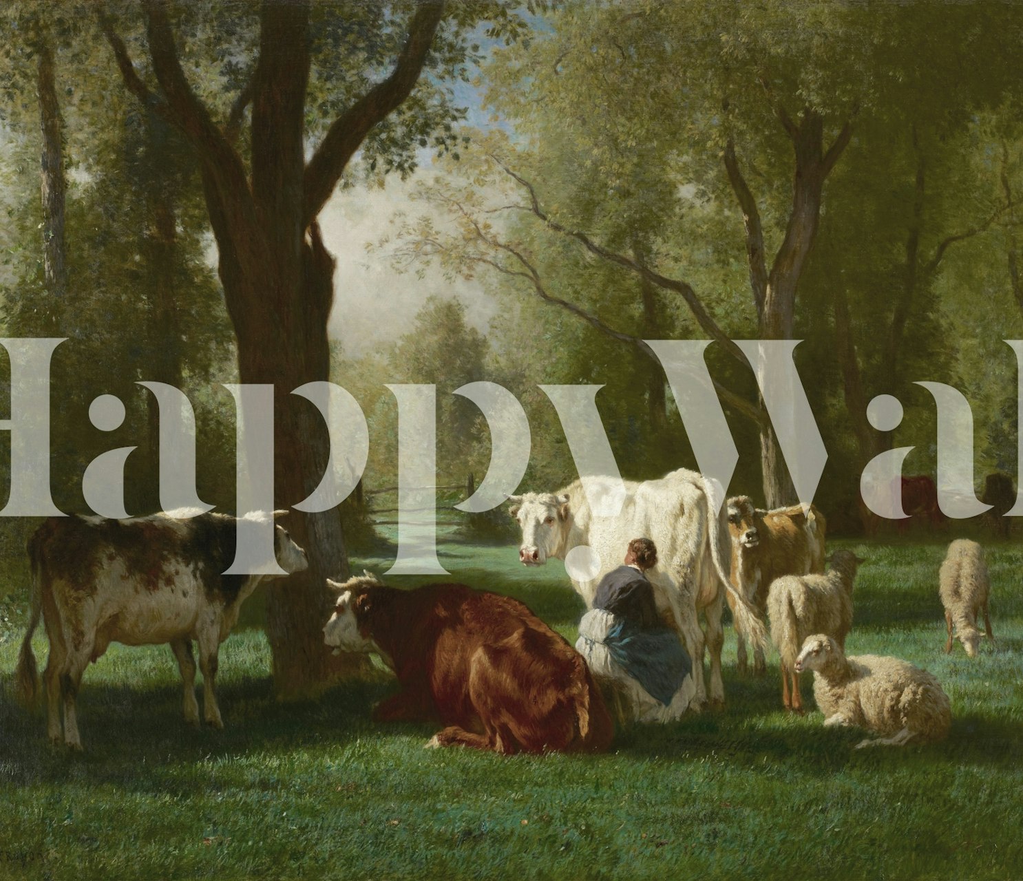 Γαλλικό παστωρικό τοπίο ταπετσαρία σε ένα δωμάτιο