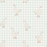 Pastel green goose on gingham tapeta
