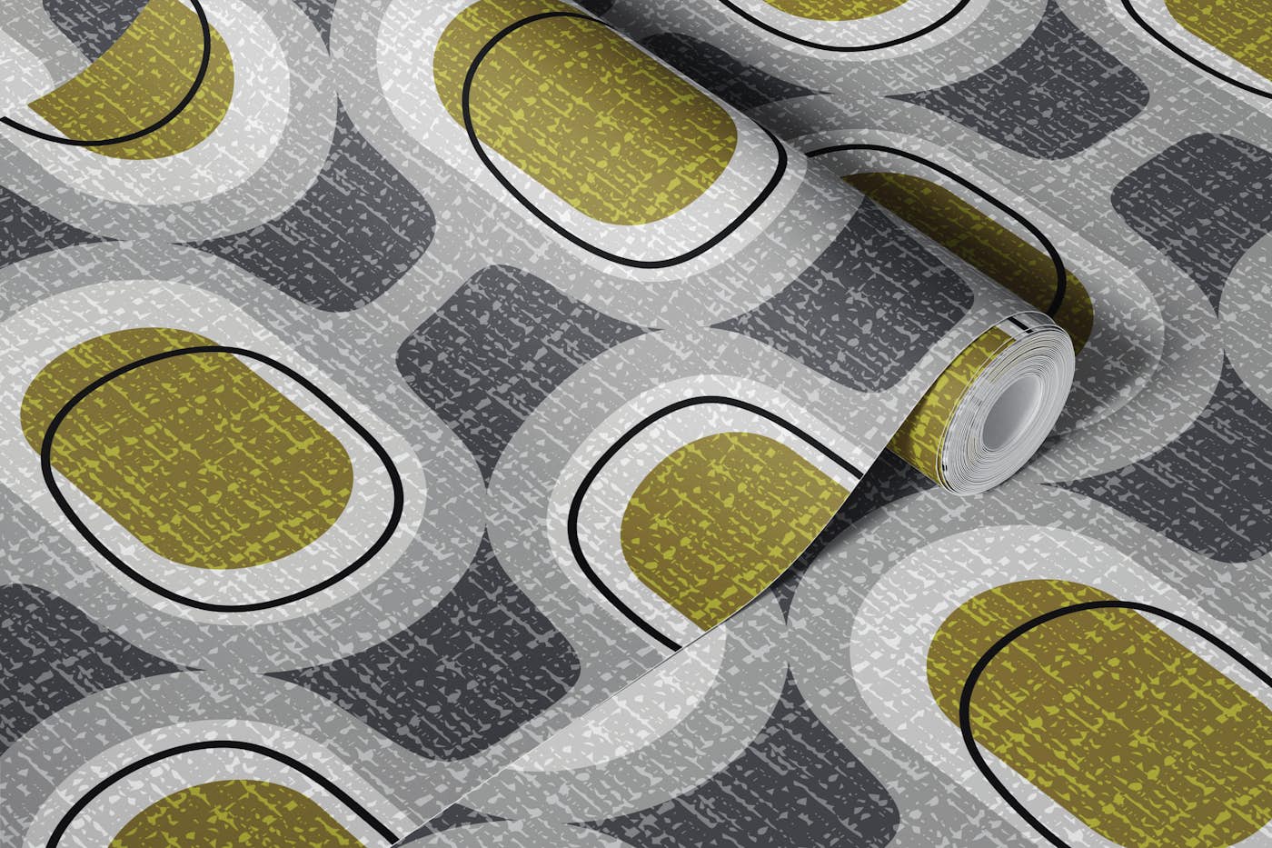 tweedy orbs- retro green -mid century modern wallpaper roll