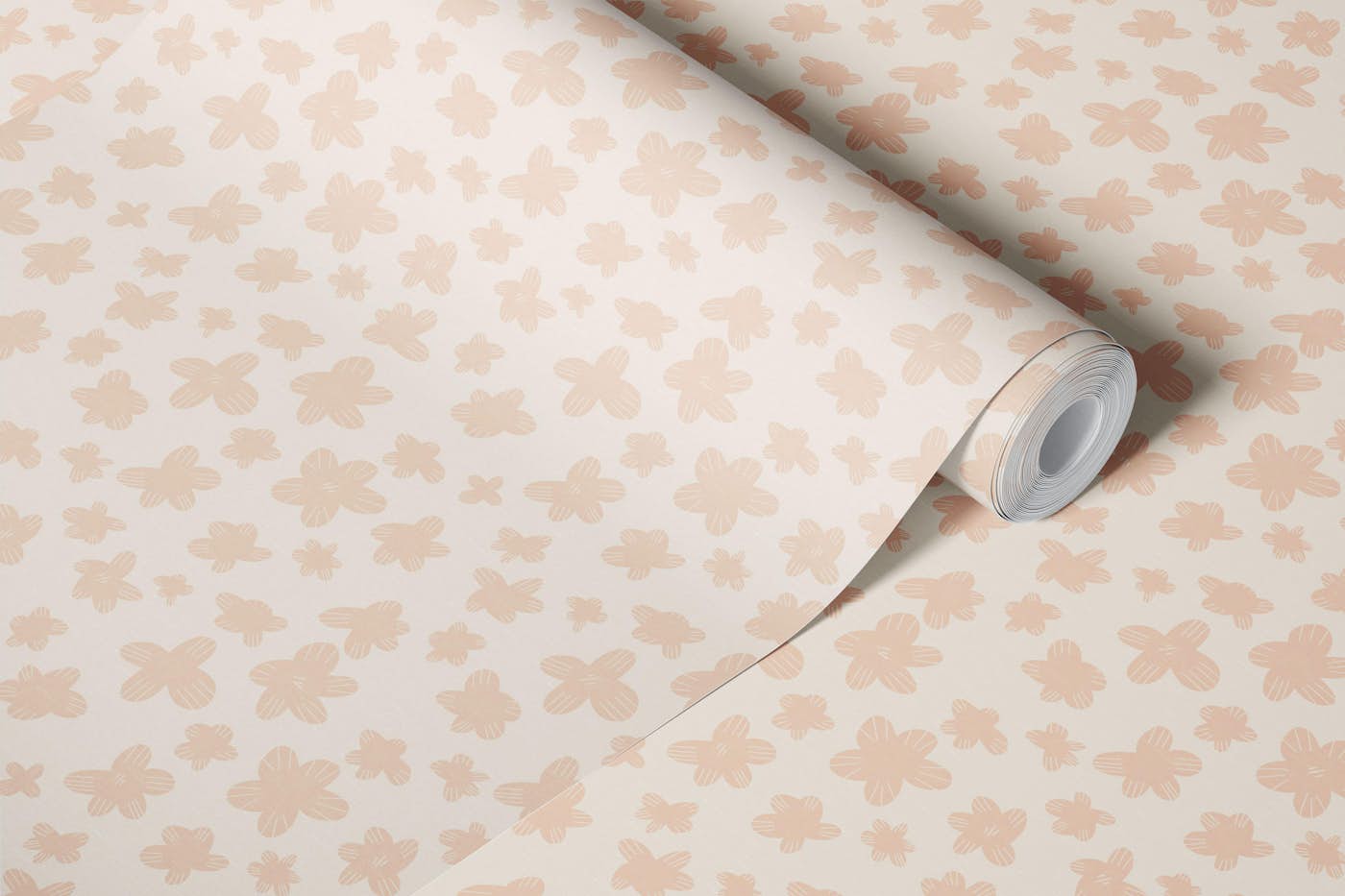 Cute Retro Blush-Pink Daisies wallpaper roll