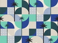 palm springs desert shapes and palms blue wallpaper