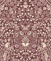Blackthorn with Butterflies - burgundy wallpaper