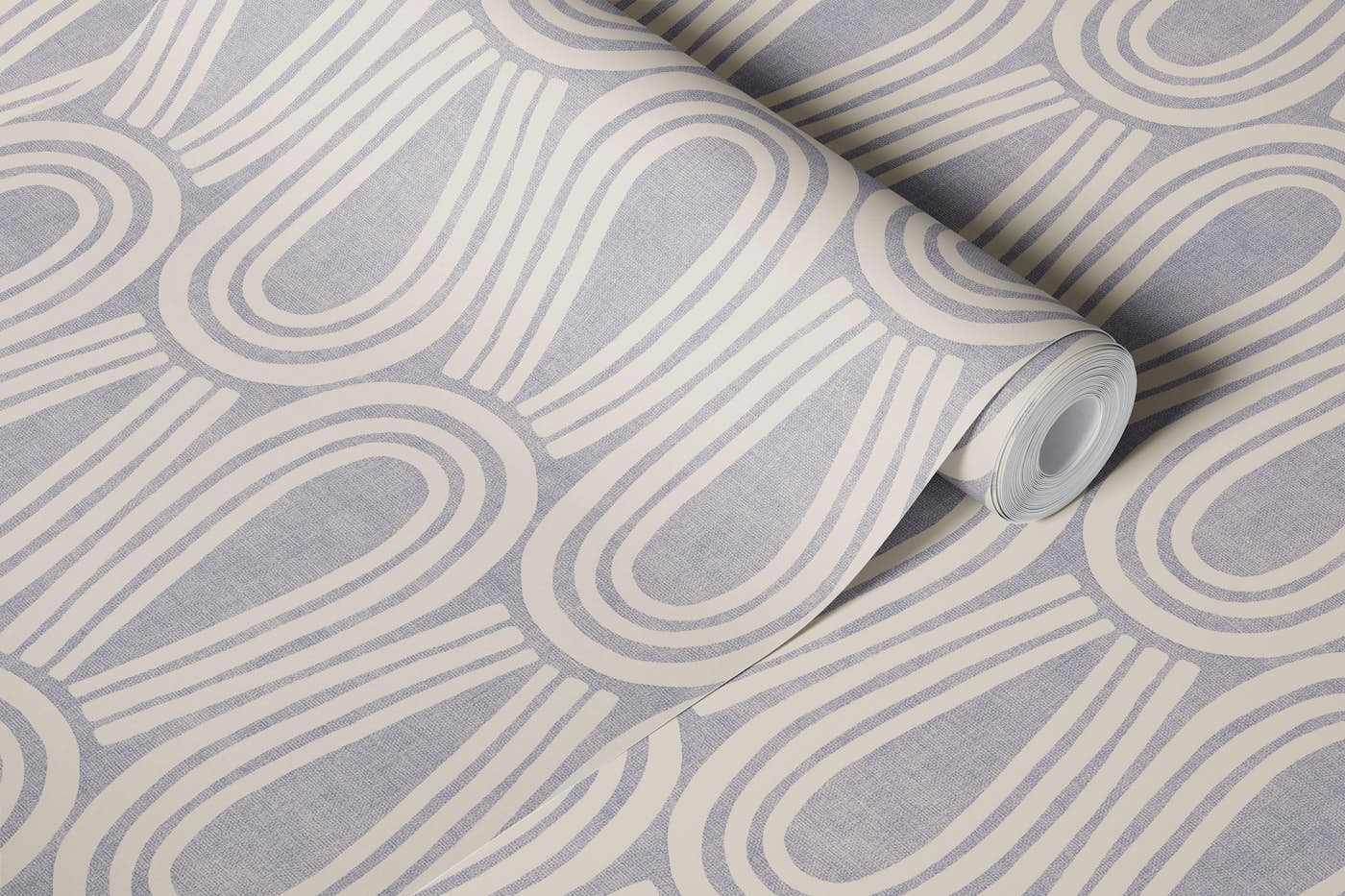 Textured Muted Blue Grey Loops Small wallpaper roll