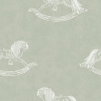 Vintage Rocking Horse - Sage Green wallpaper
