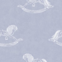 Vintage Rocking Horse - Dove Blue behang