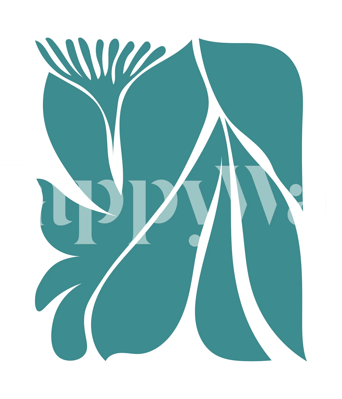 Teal floral design with organic shapes and lines wallpaper