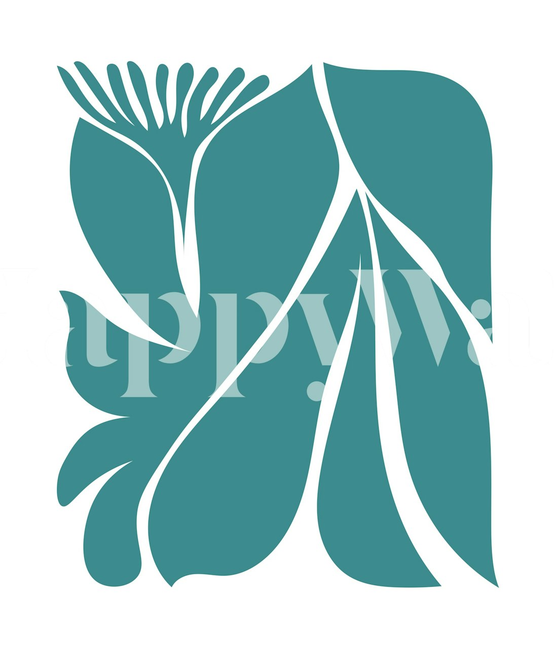 Teal floral design with organic shapes and lines wallpaper