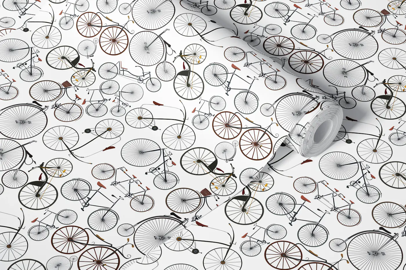 Classic Bicycles Galore wallpaper roll