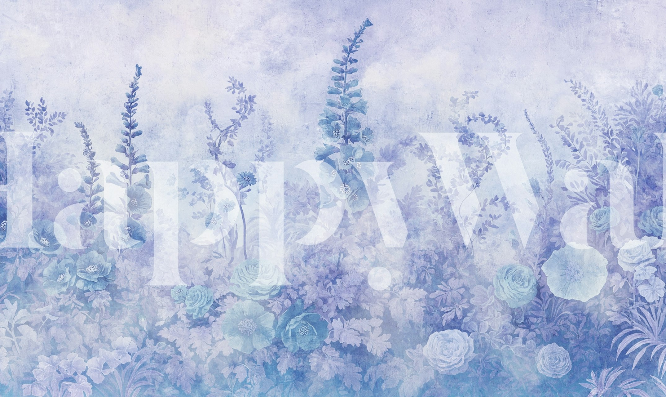 Dreamy blue foxgloves wallpaper in a room