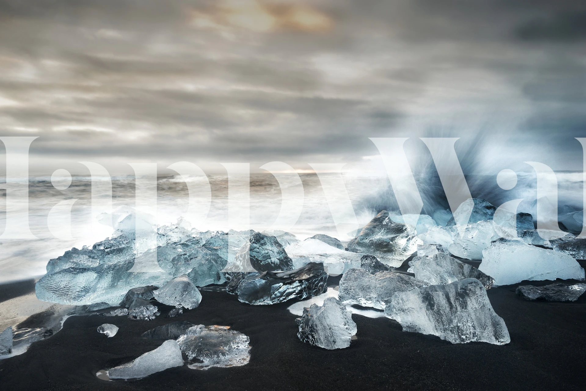 Water and Ice wallpaper in a modern room