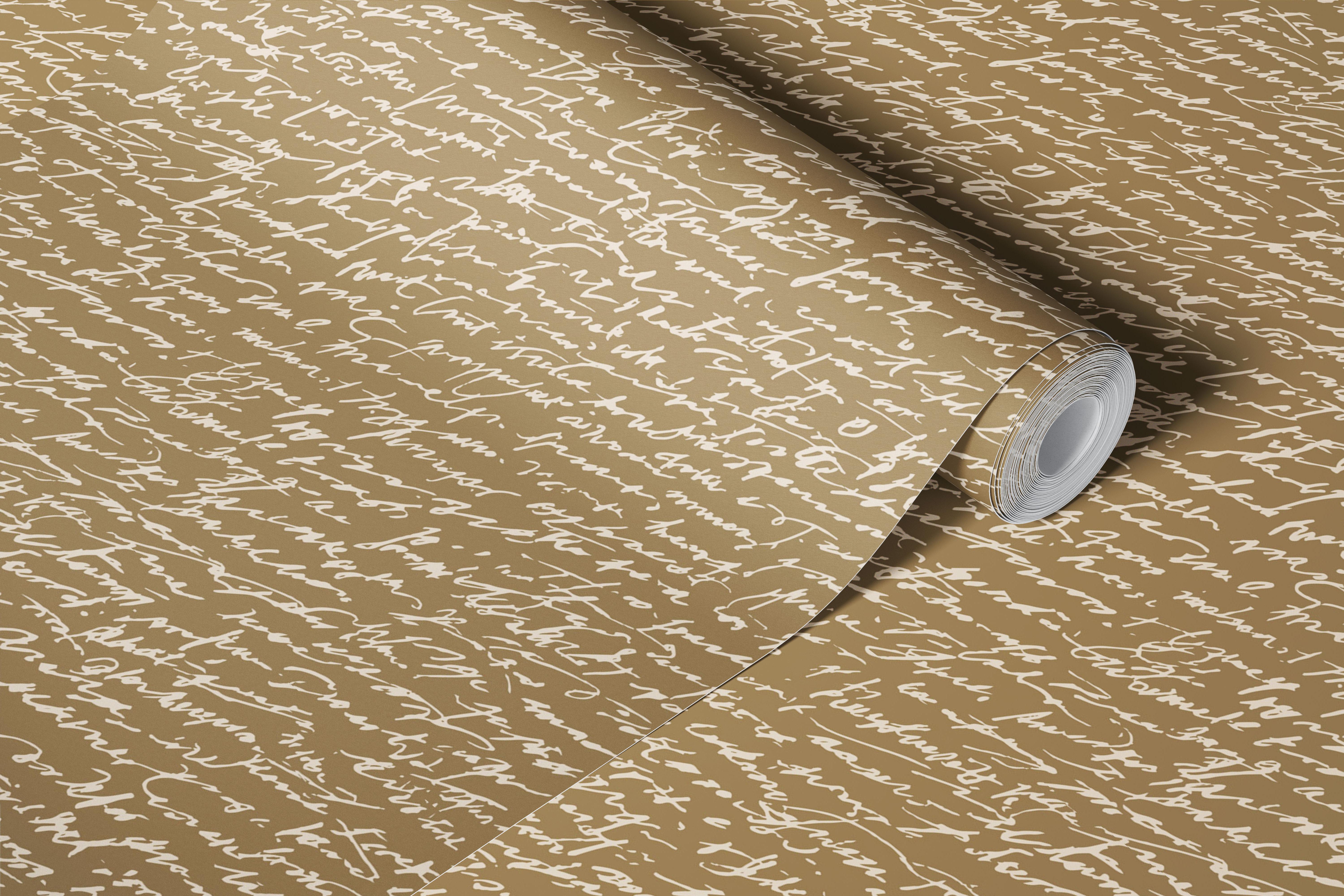 Brown background with whimsical handwritten script wallpaper