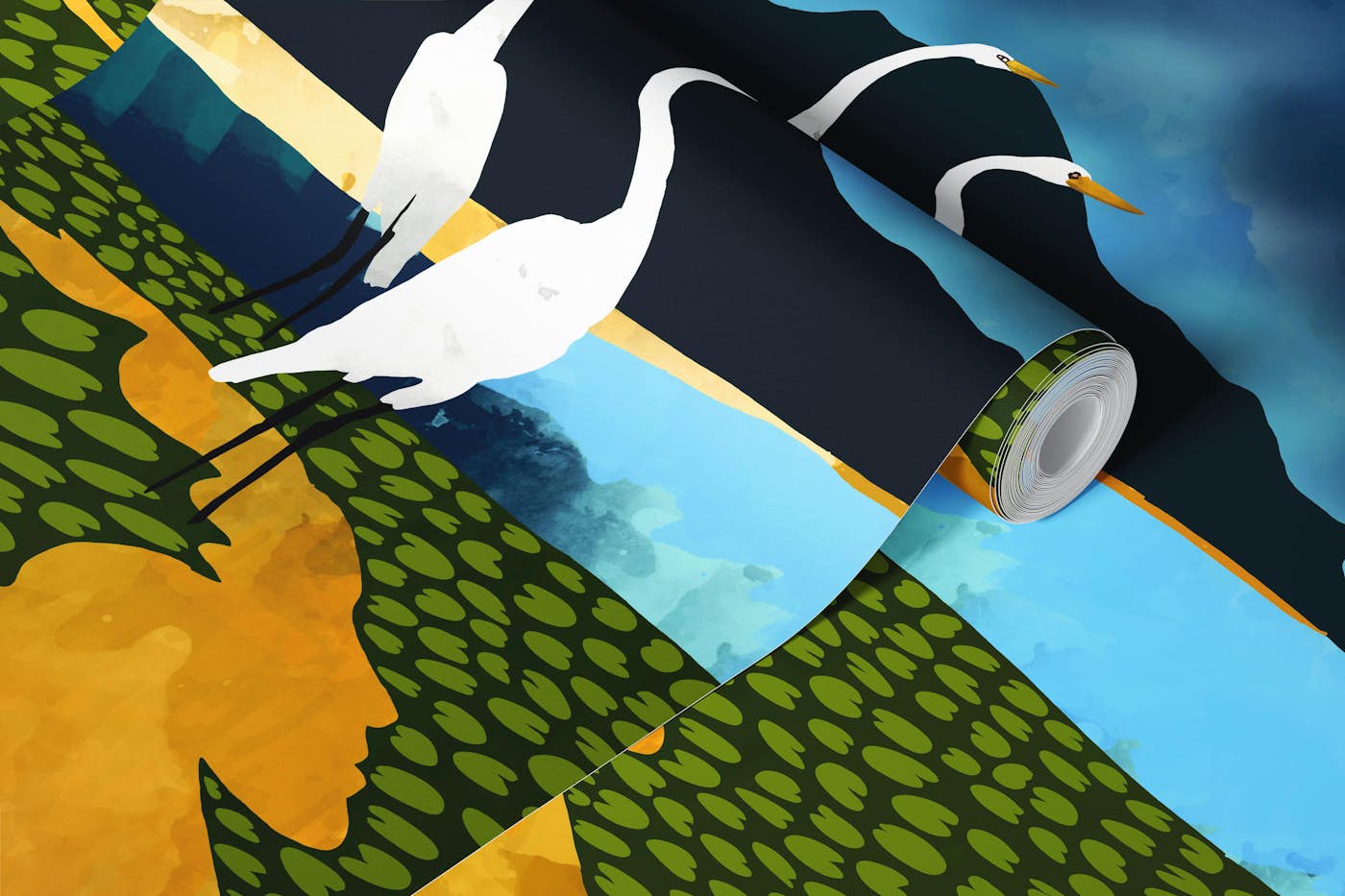 Great Egrets on Honeymoon Island wallpaper roll