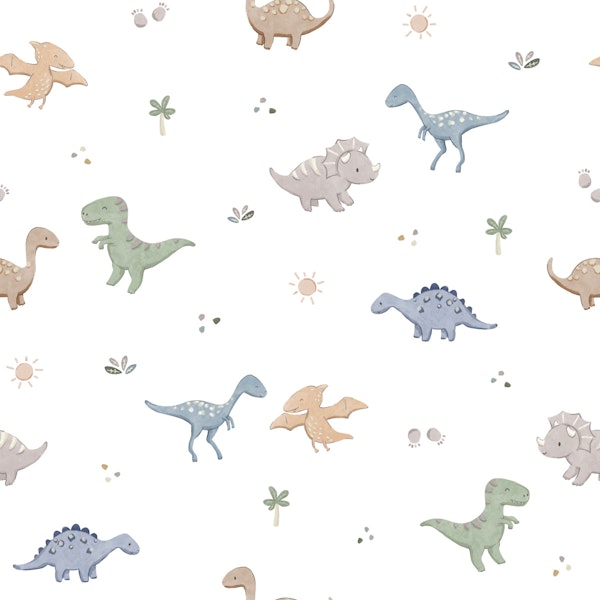 Whimsical Dino World Small In White