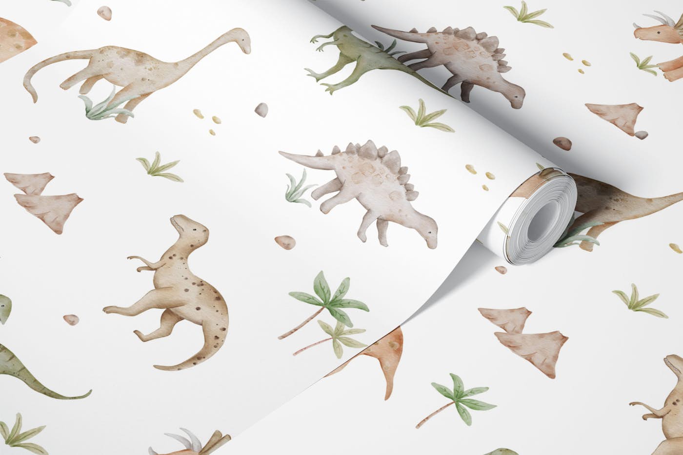 Dino Wonderland In White wallpaper roll