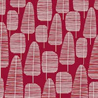 Mid Century Trees Red wallpaper