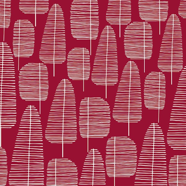 Mid Century Trees Red