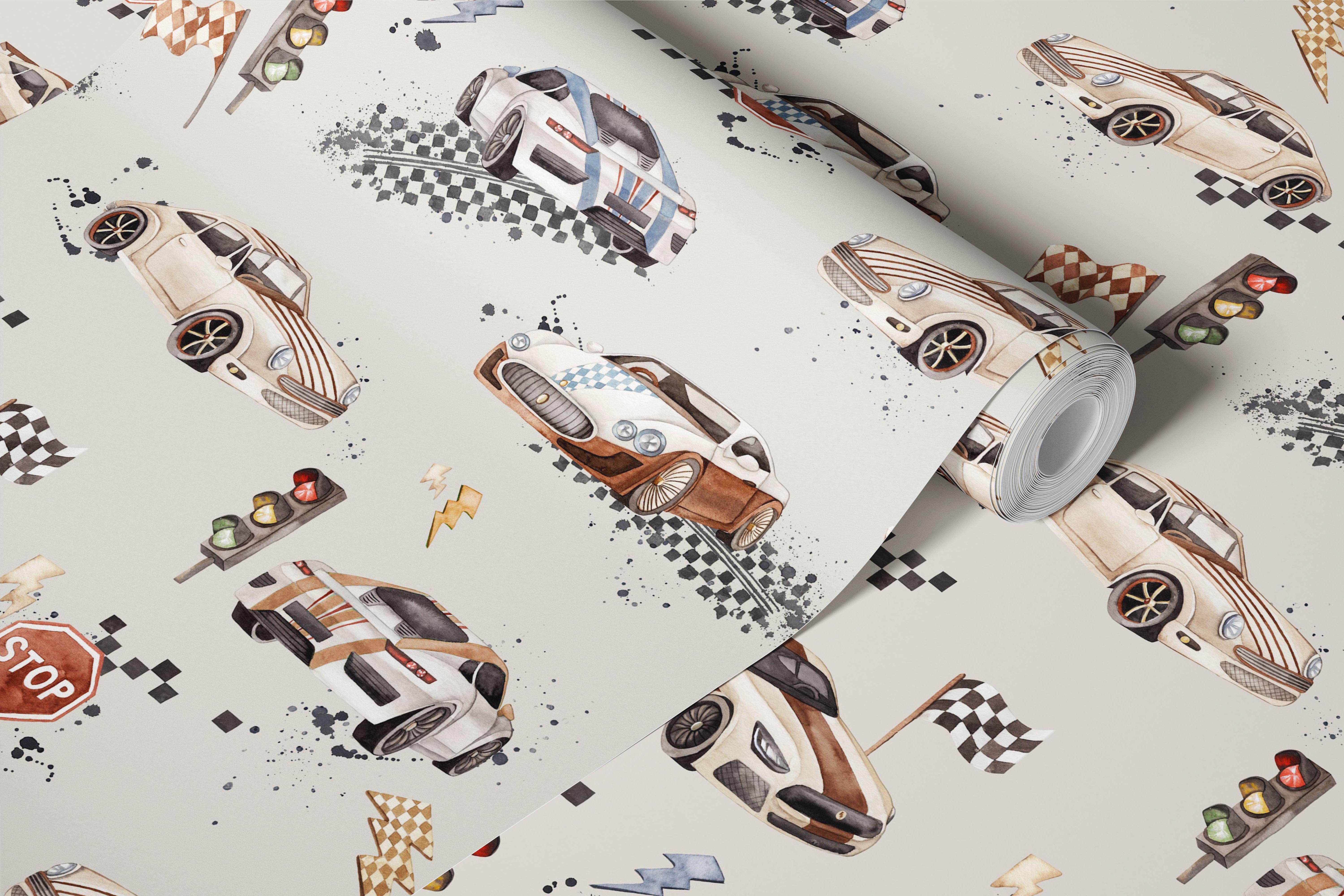 Sports cars grey tapet i et rum