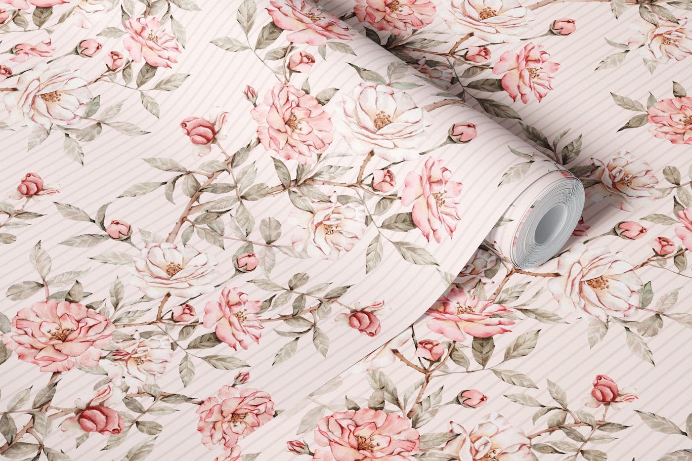 Vintage Rose Garden cream wallpaper roll