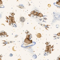 Cosmic Adventure Bears cream wallpaper